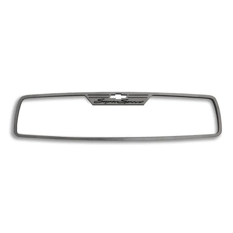 2010-2014 Camaro SS - Rear View Mirror Trim 'SuperSport' Rectangle mirror- Brushed Stainless