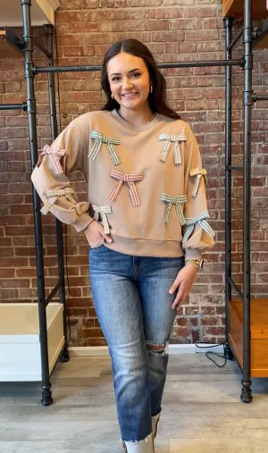 3D Bow Pullover | Light Mocha