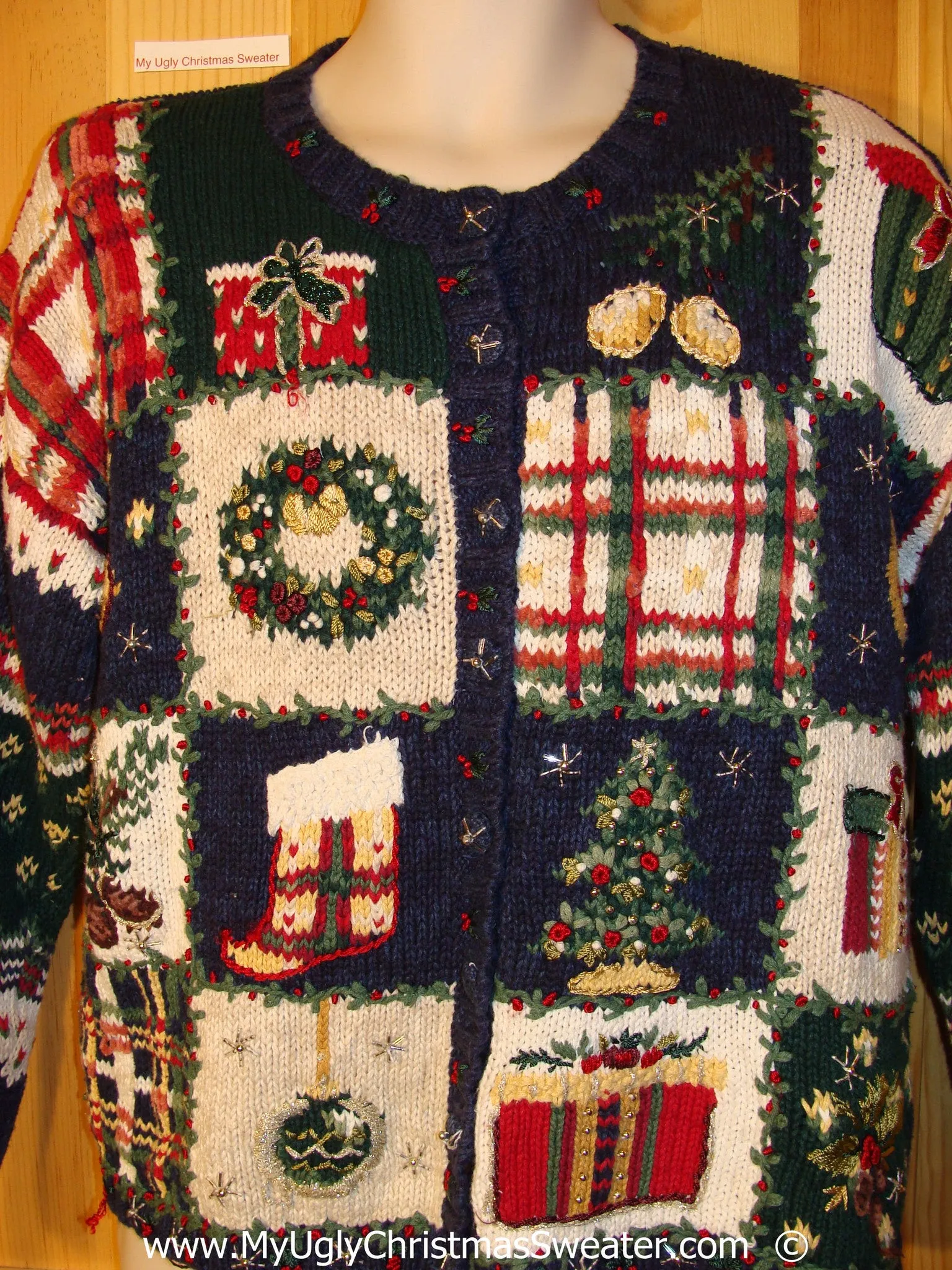 80s Busy Patterned 2sided Christmas Sweater