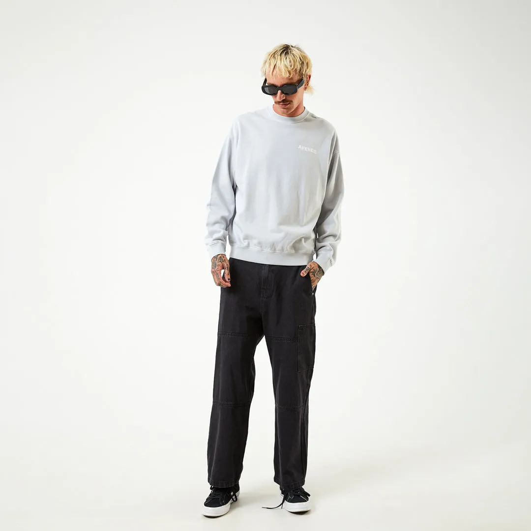 AFENDS Mens Vortex - Crew Neck Jumper - Smoke