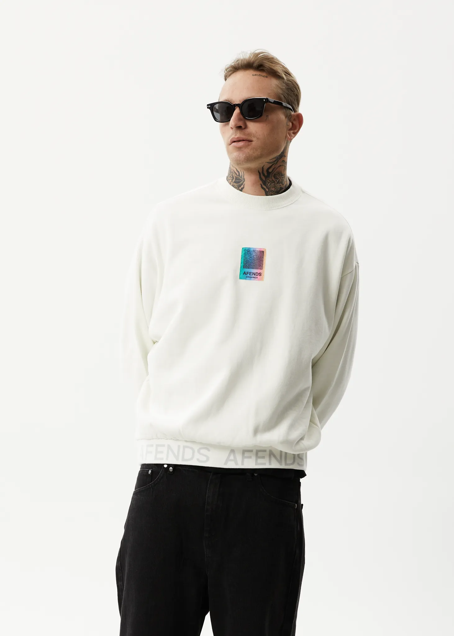 AFENDS Unisex Studio - Unisex Crew Neck Jumper - Off White