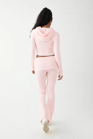 Aimee Cloud Knit Flare Pant - Rosebud Pink