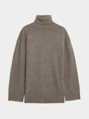 Air-yarn roll neck relaxed longline jumper