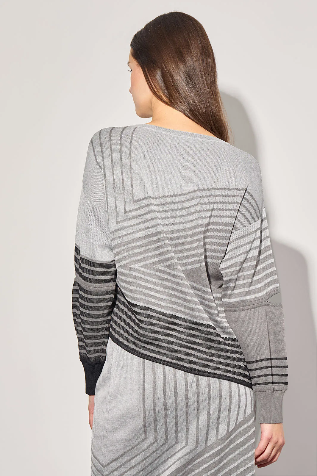 Asymmetrical Tunic - Stripe Color Block Soft Knit