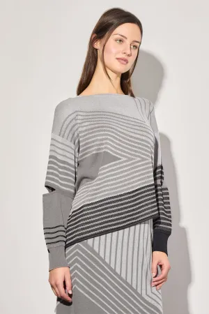 Asymmetrical Tunic - Stripe Color Block Soft Knit