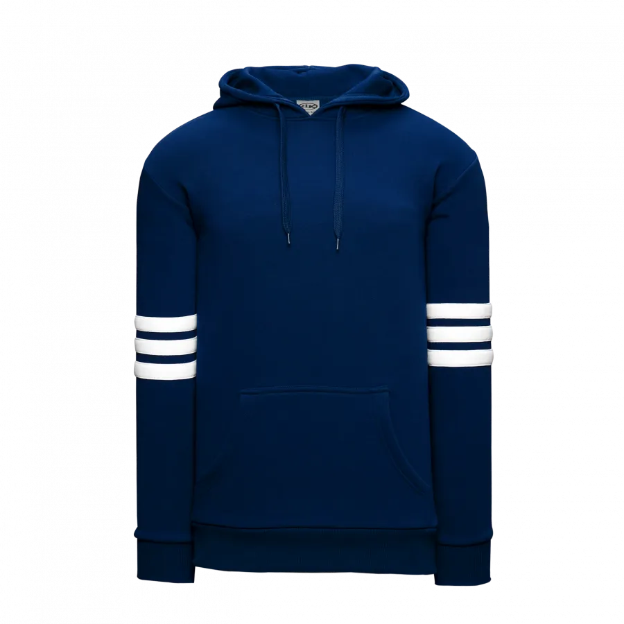 Athletic Knit (AK) A3050A-216 Navy/White 3-Stripe Adult Cotton Hooded Sweatshirt