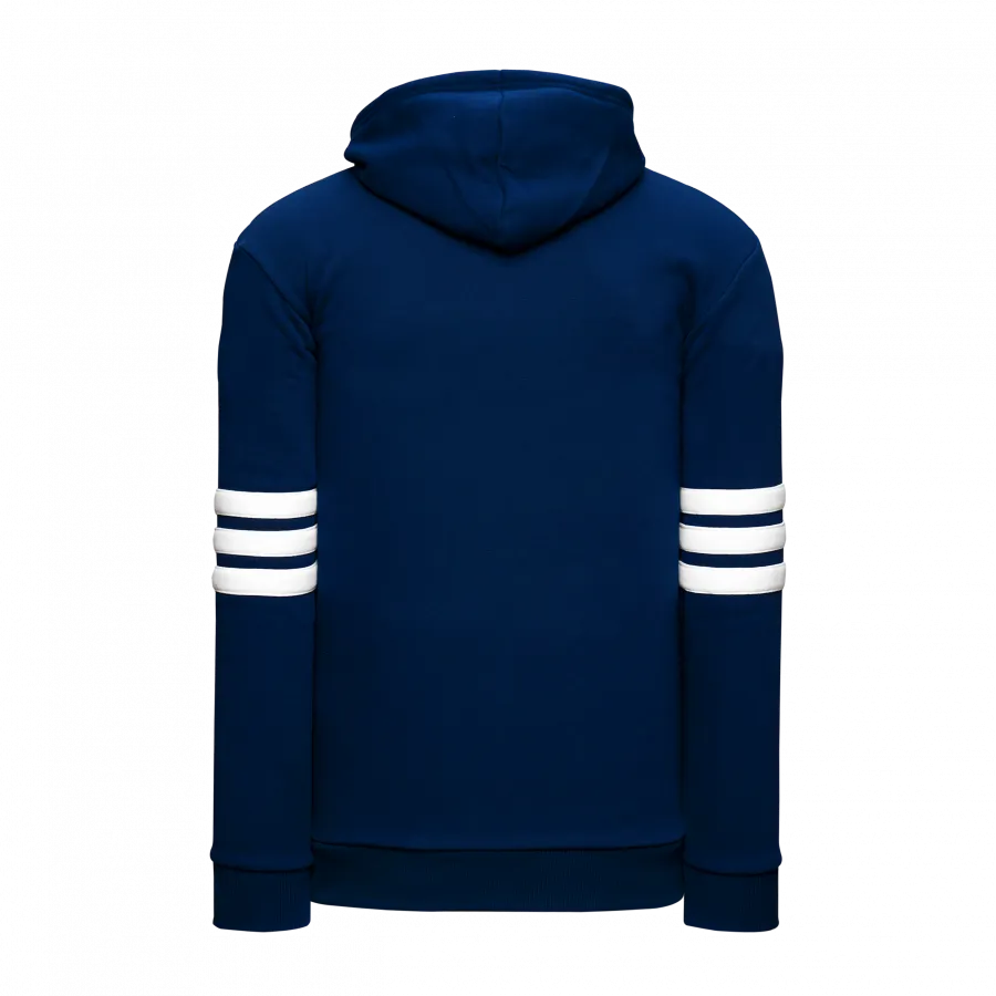 Athletic Knit (AK) A3050A-216 Navy/White 3-Stripe Adult Cotton Hooded Sweatshirt