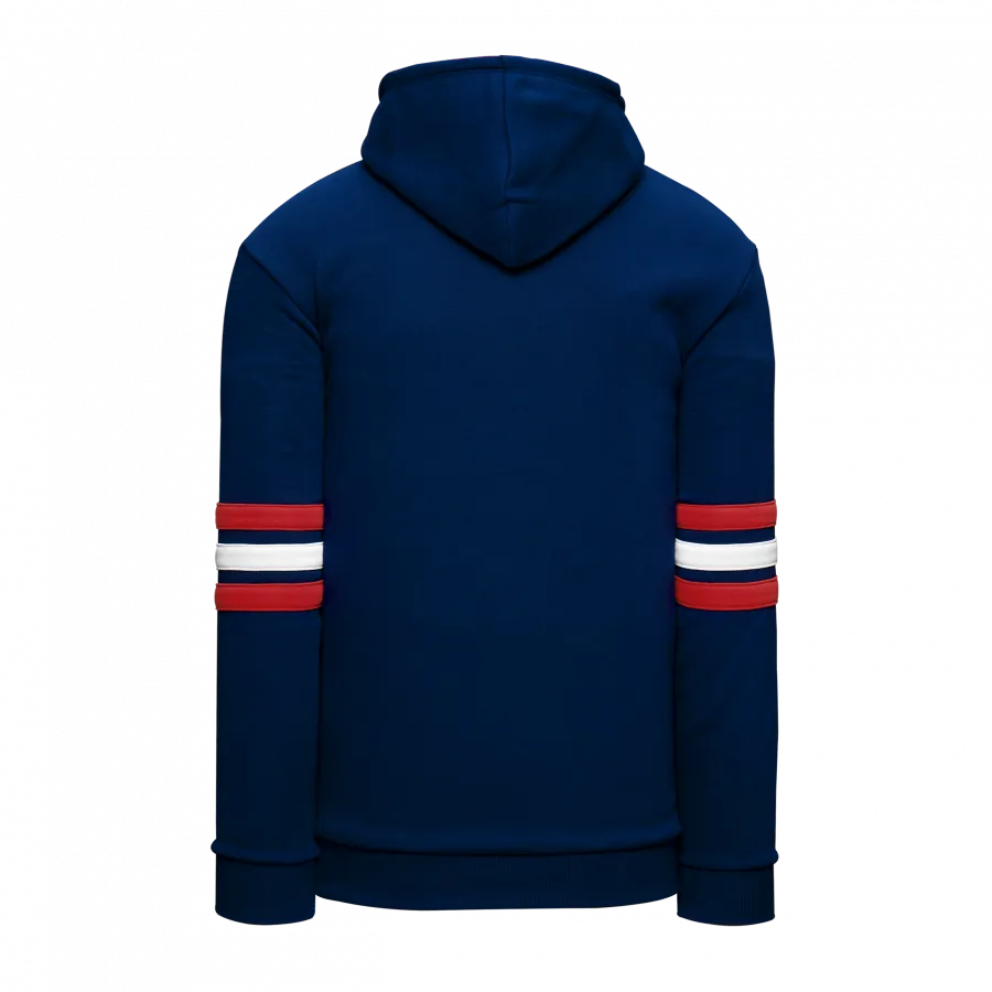 Athletic Knit (AK) A3050Y-764 Navy/Red/White 3-Stripe Youth Cotton Hooded Sweatshirt