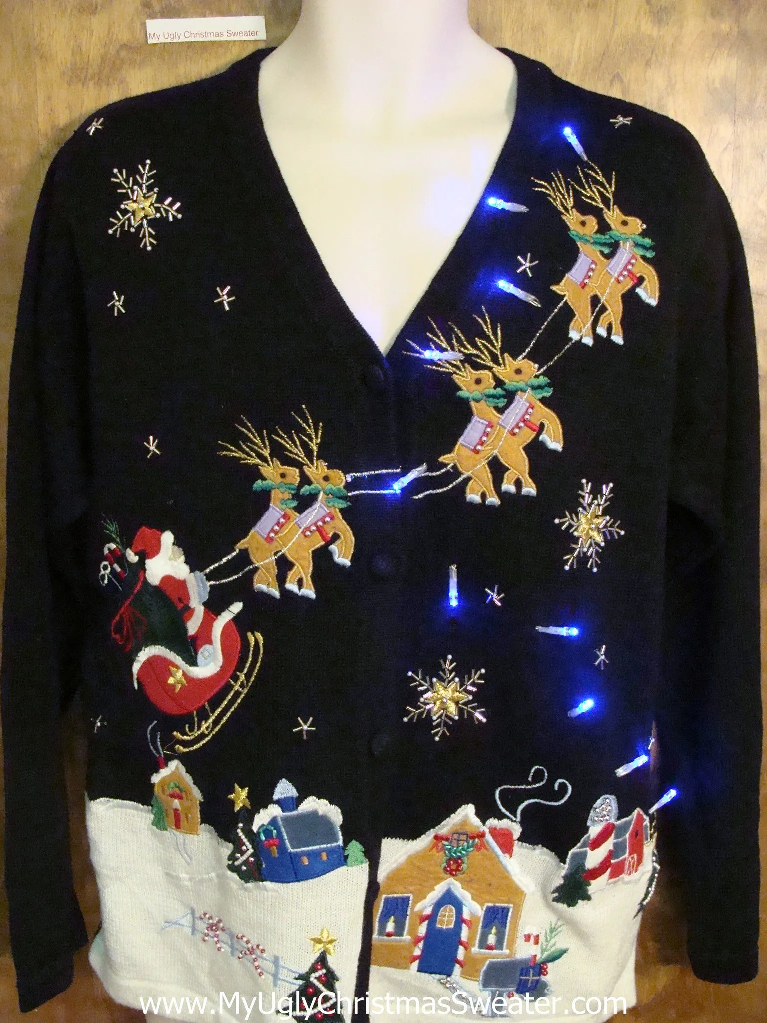 Best Flying Reindeer Tacky Xmas Sweater with Lights