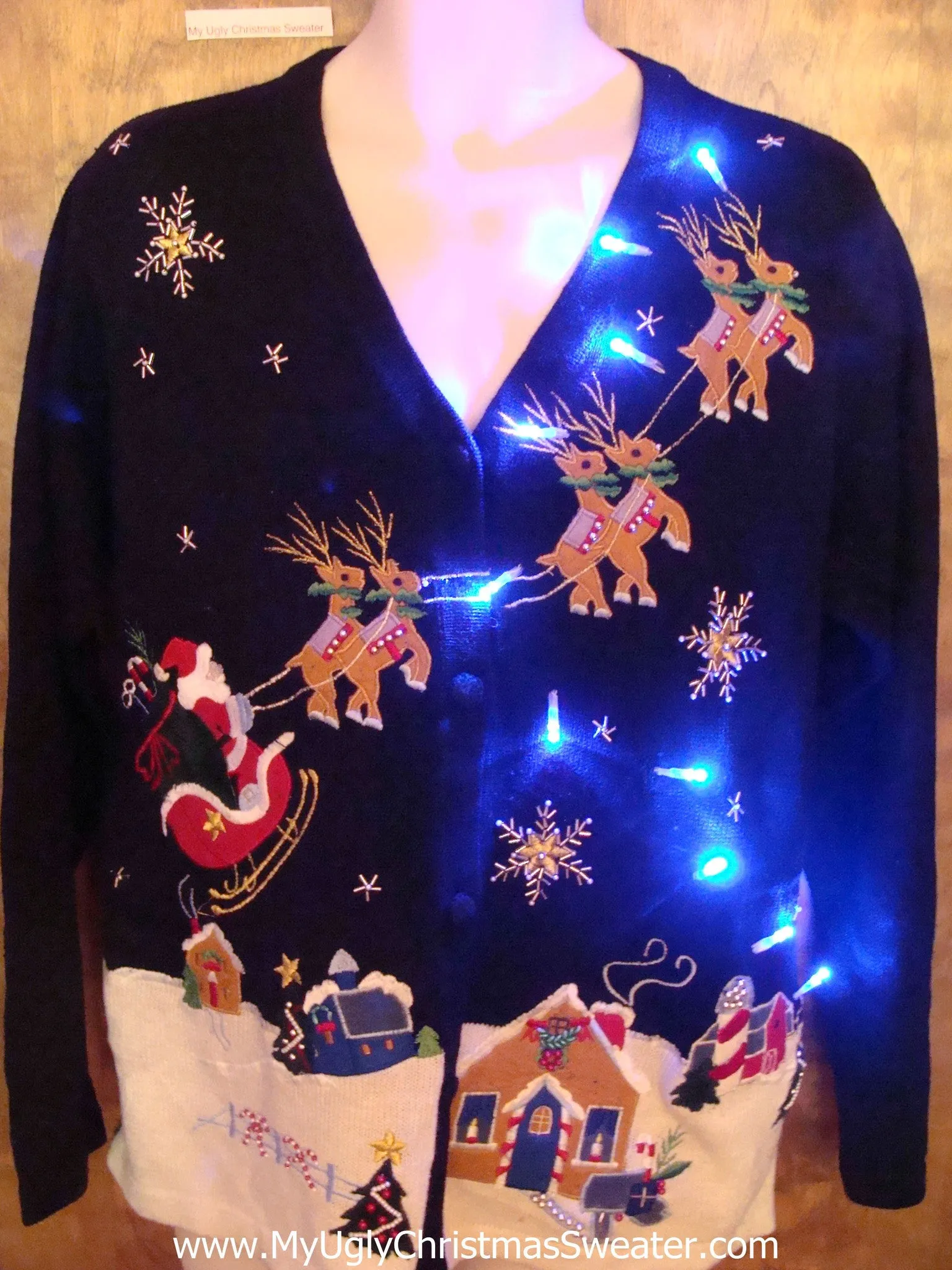 Best Flying Reindeer Tacky Xmas Sweater with Lights