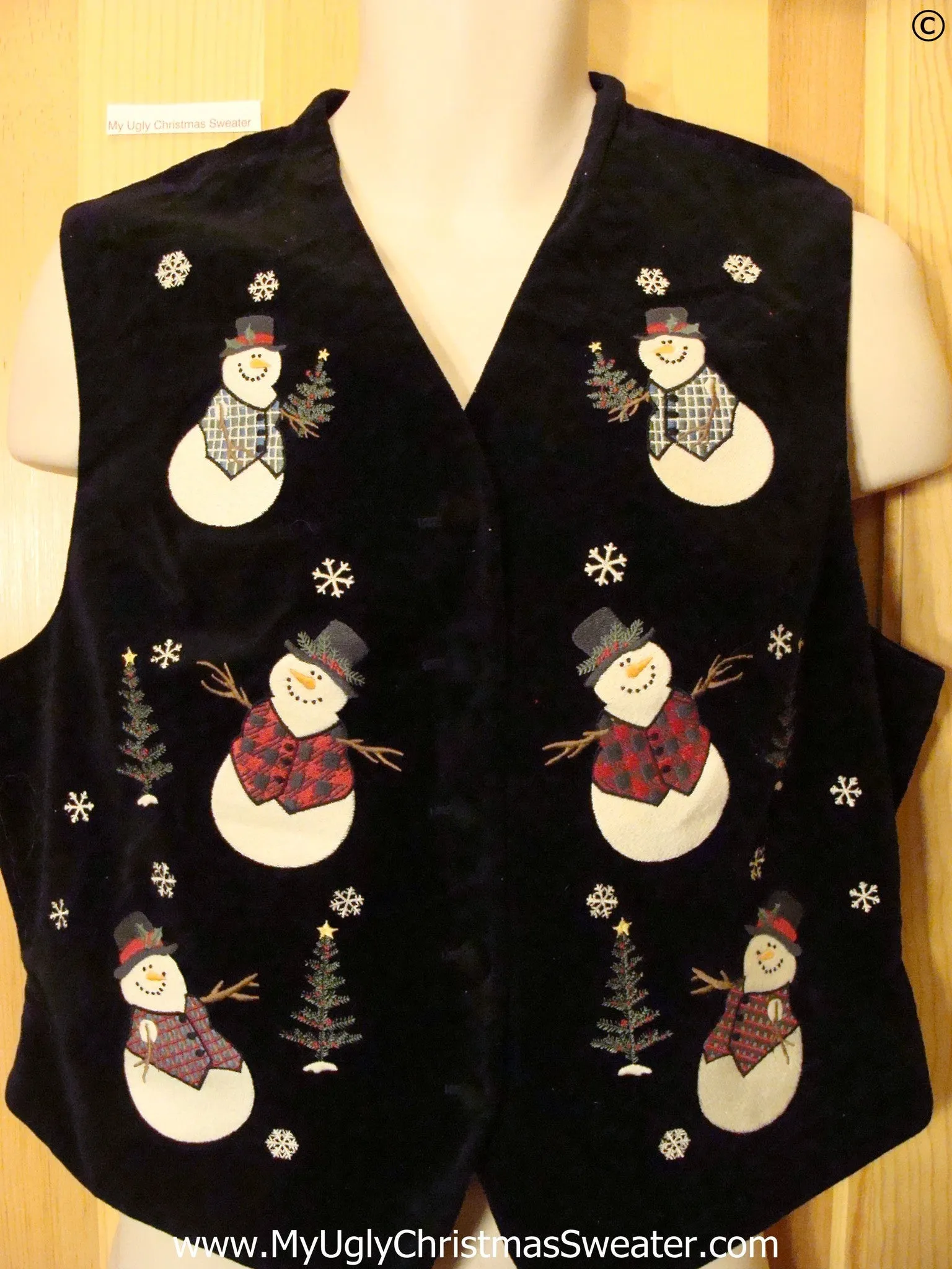 Black Cheap Snowman Christmas Vest