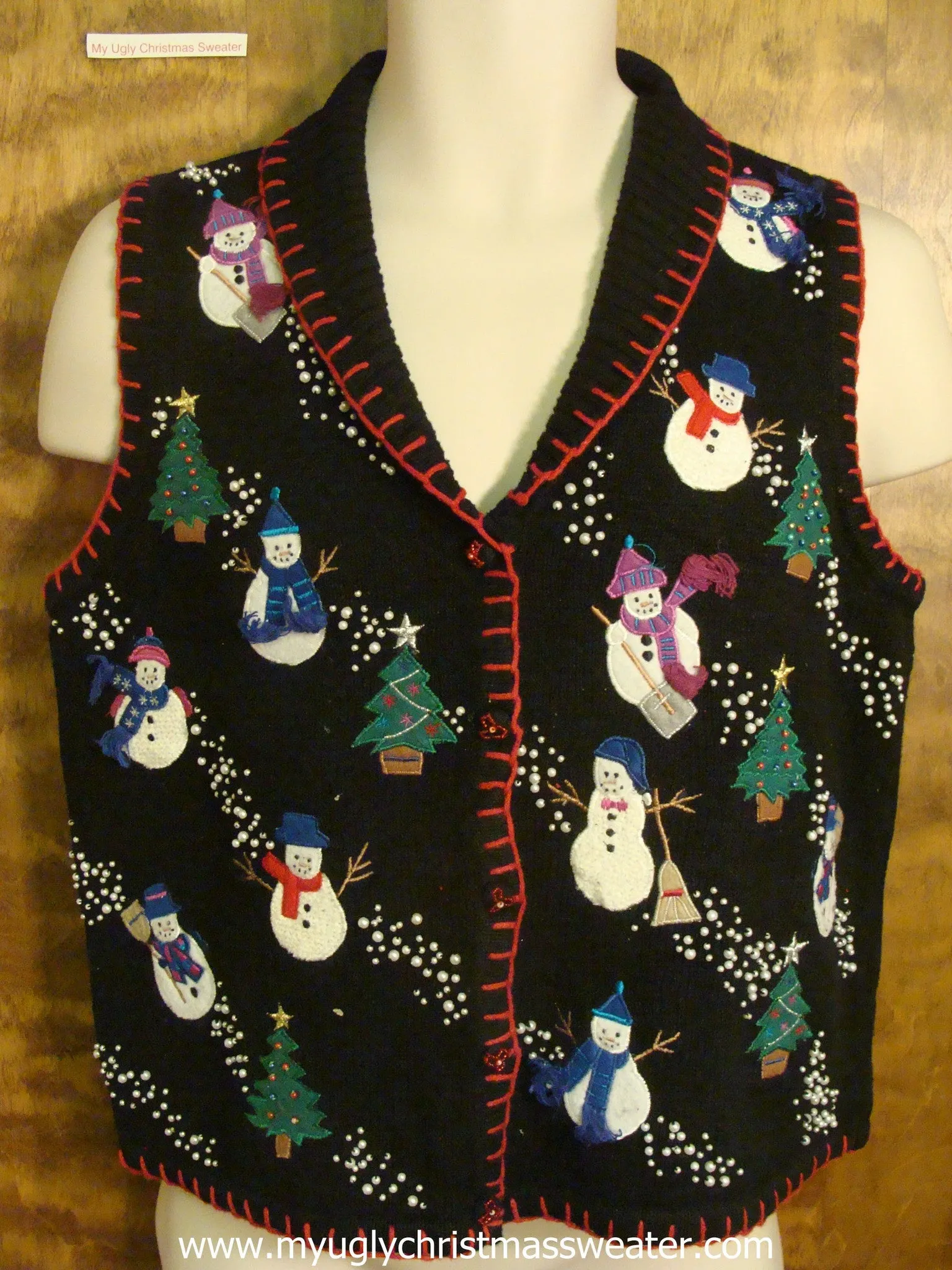 Bling Snow and Snowmen Ugly Christmas Sweater Vest