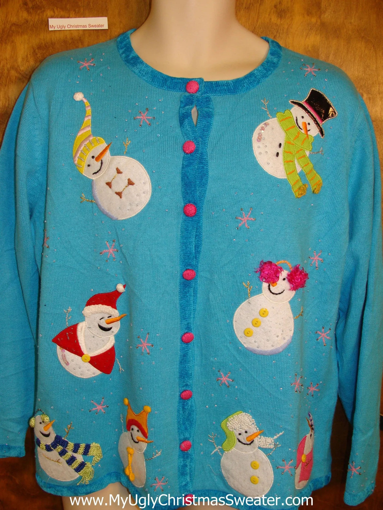 Bright Blue Cute Ugly Christmas Sweater Cardigan