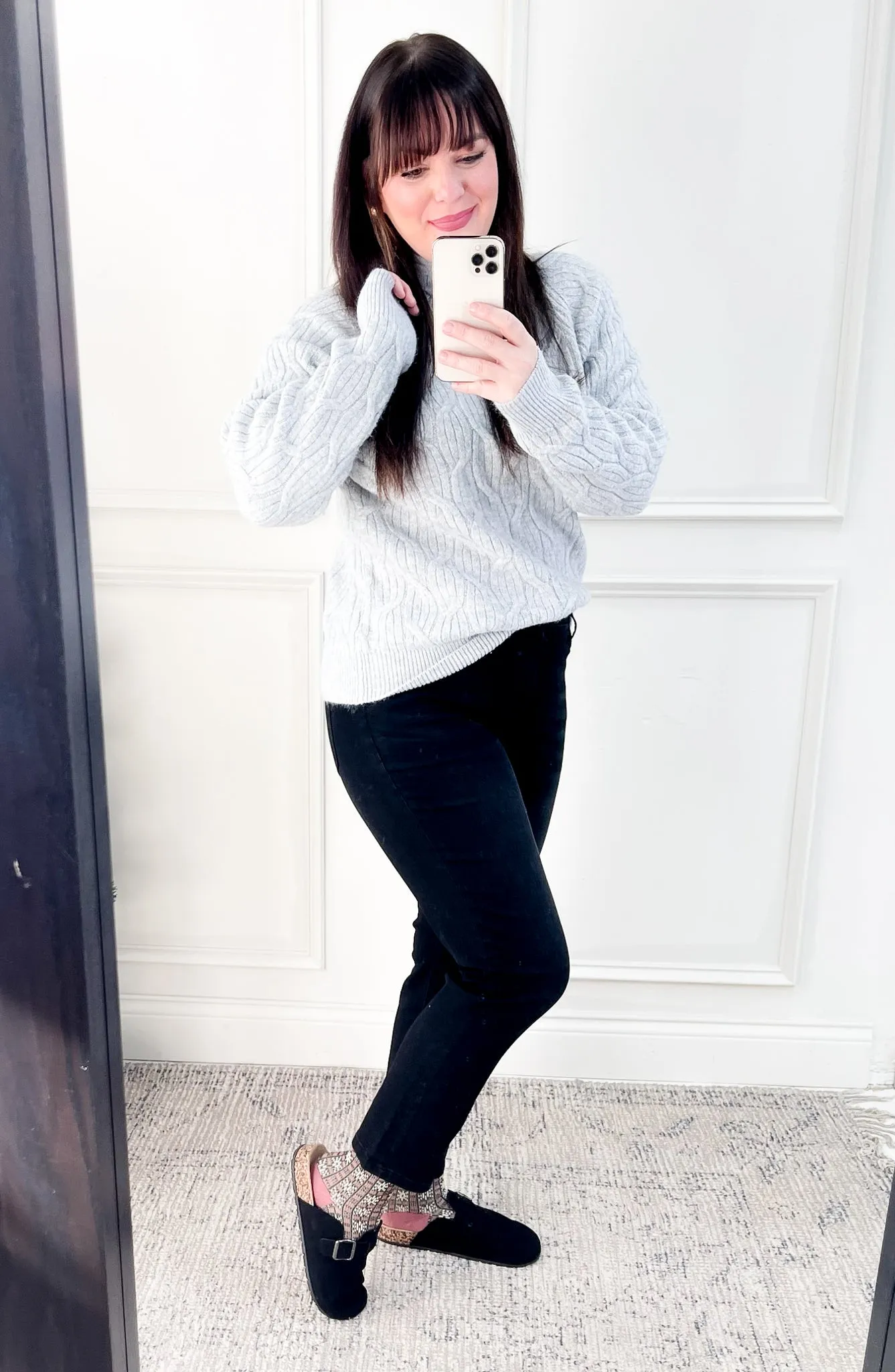 Cable Knit Mock Neck Cozy Sweater