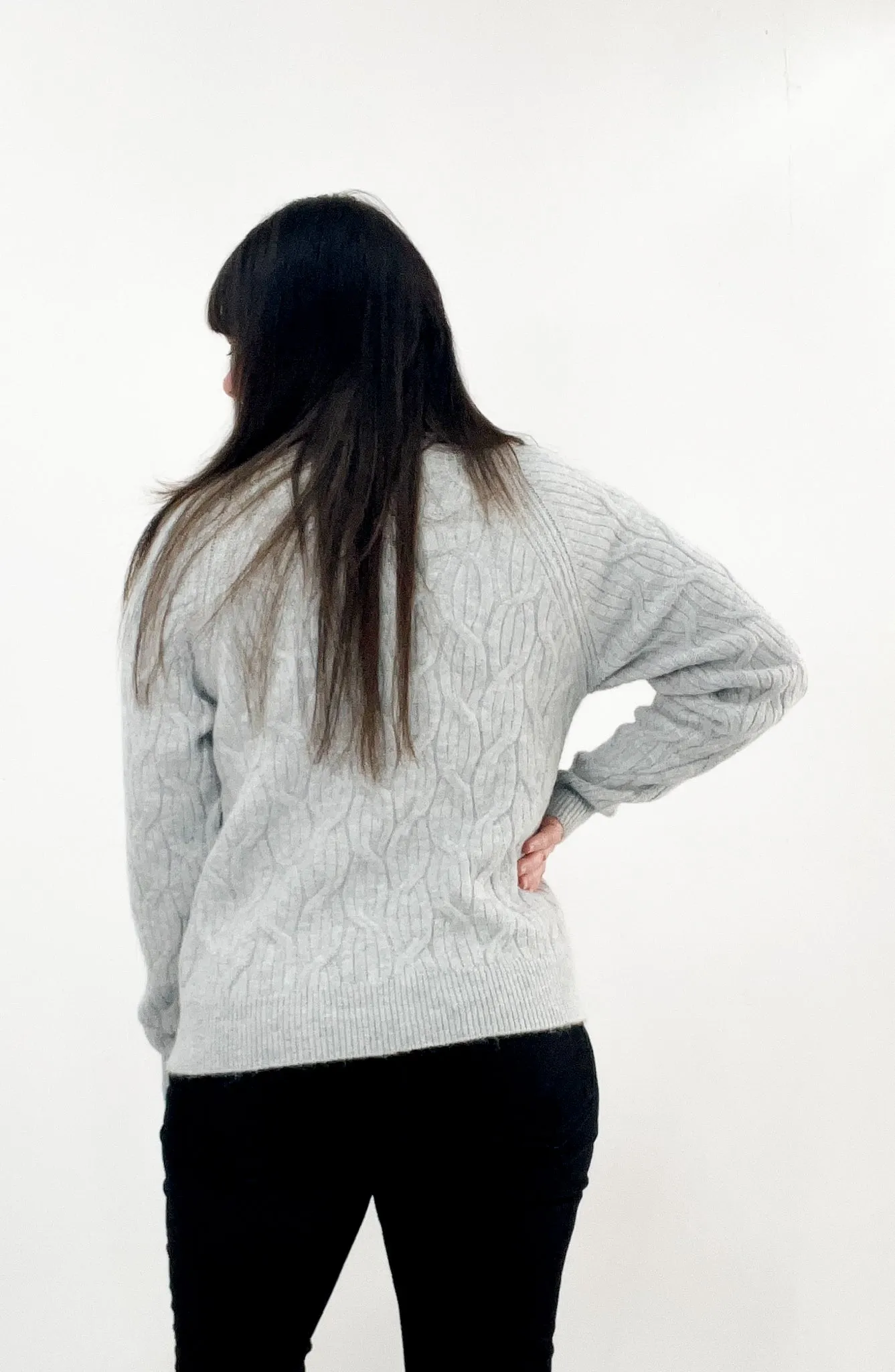 Cable Knit Mock Neck Cozy Sweater