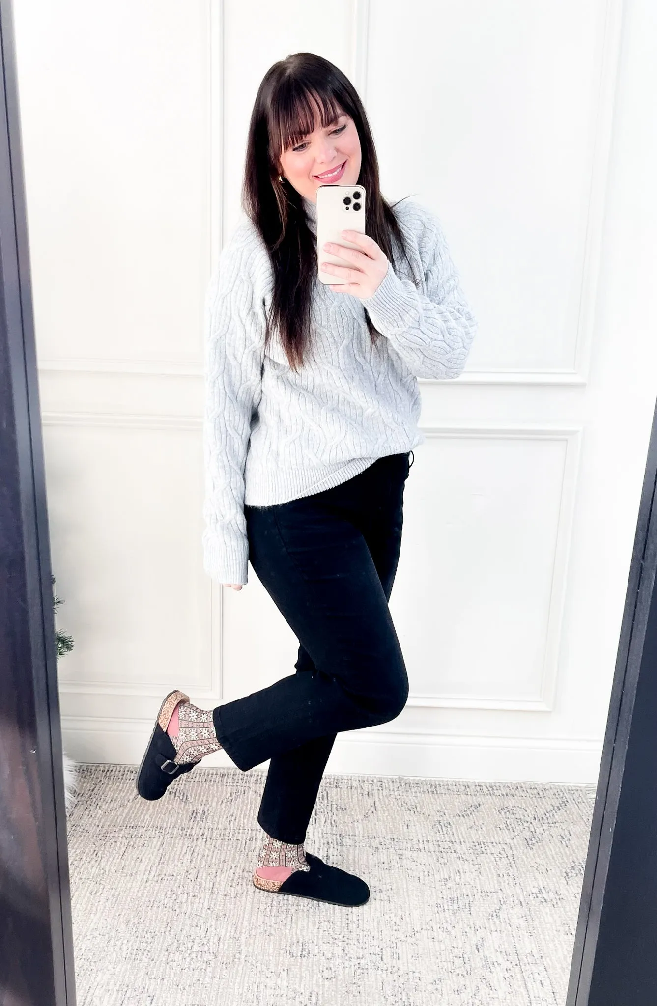 Cable Knit Mock Neck Cozy Sweater