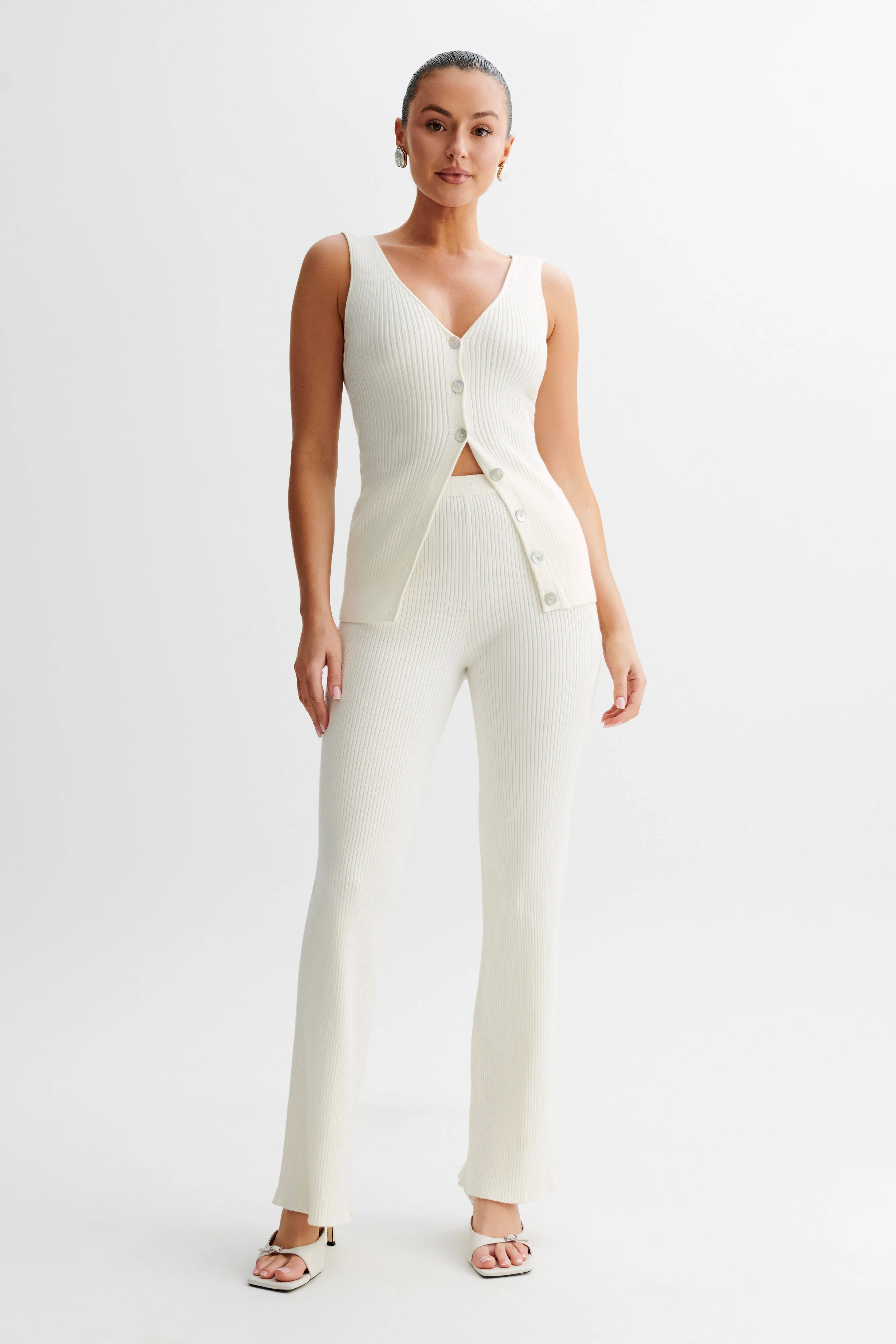 Calypso Knit Longline Vest - Ivory