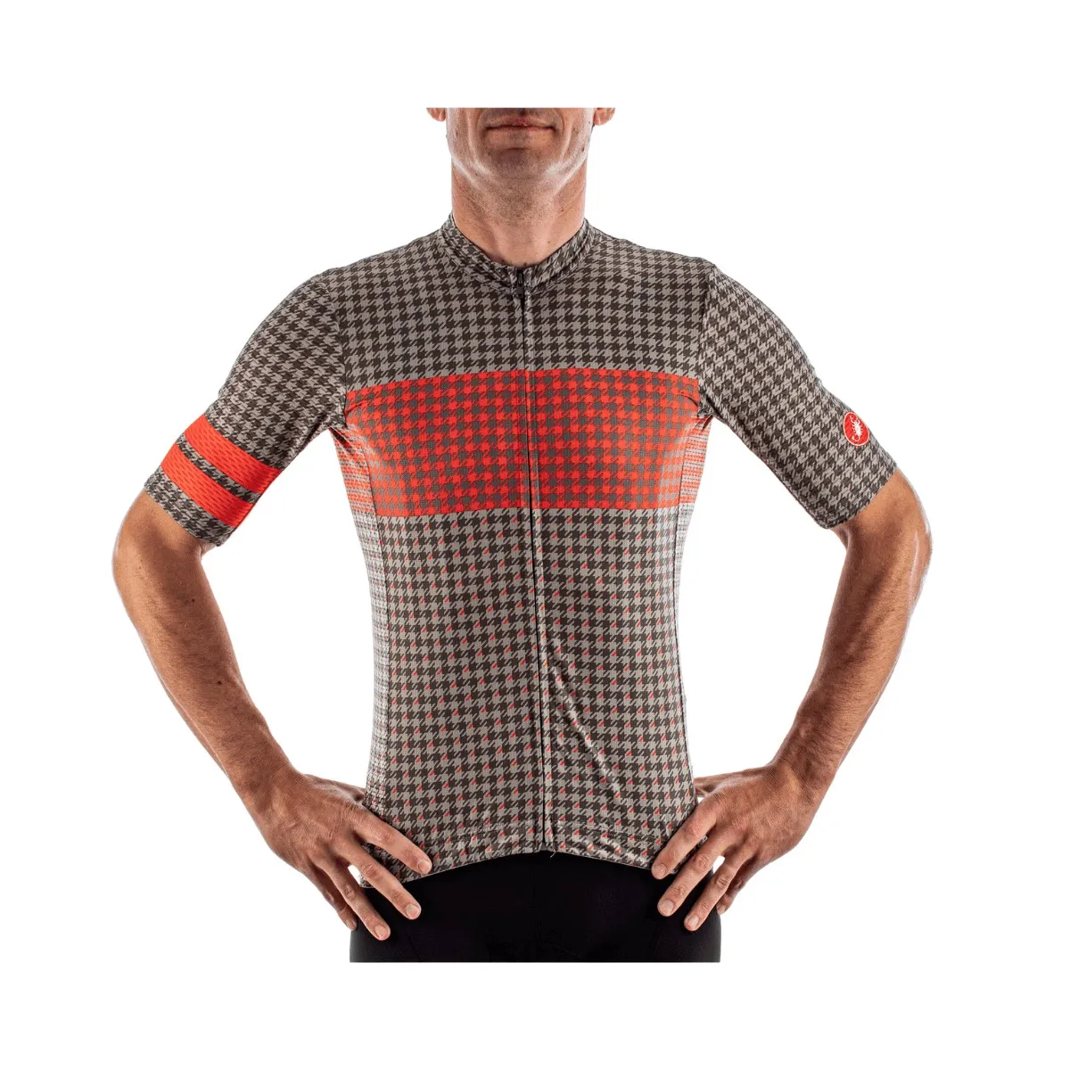 Castelli Maison Jersey Bark Green Fiery Red