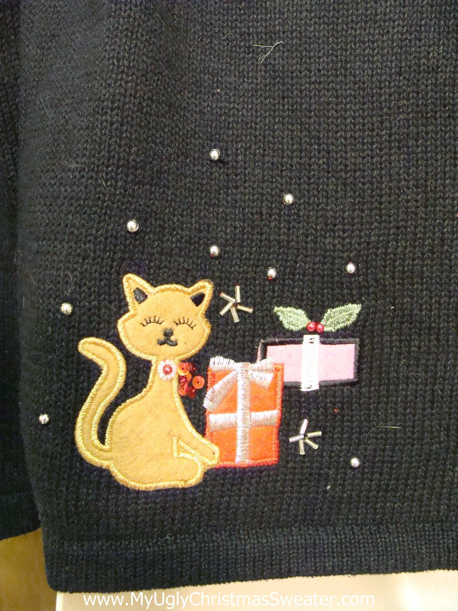 Cat Lovers Ugly Christmas Sweater with Lights