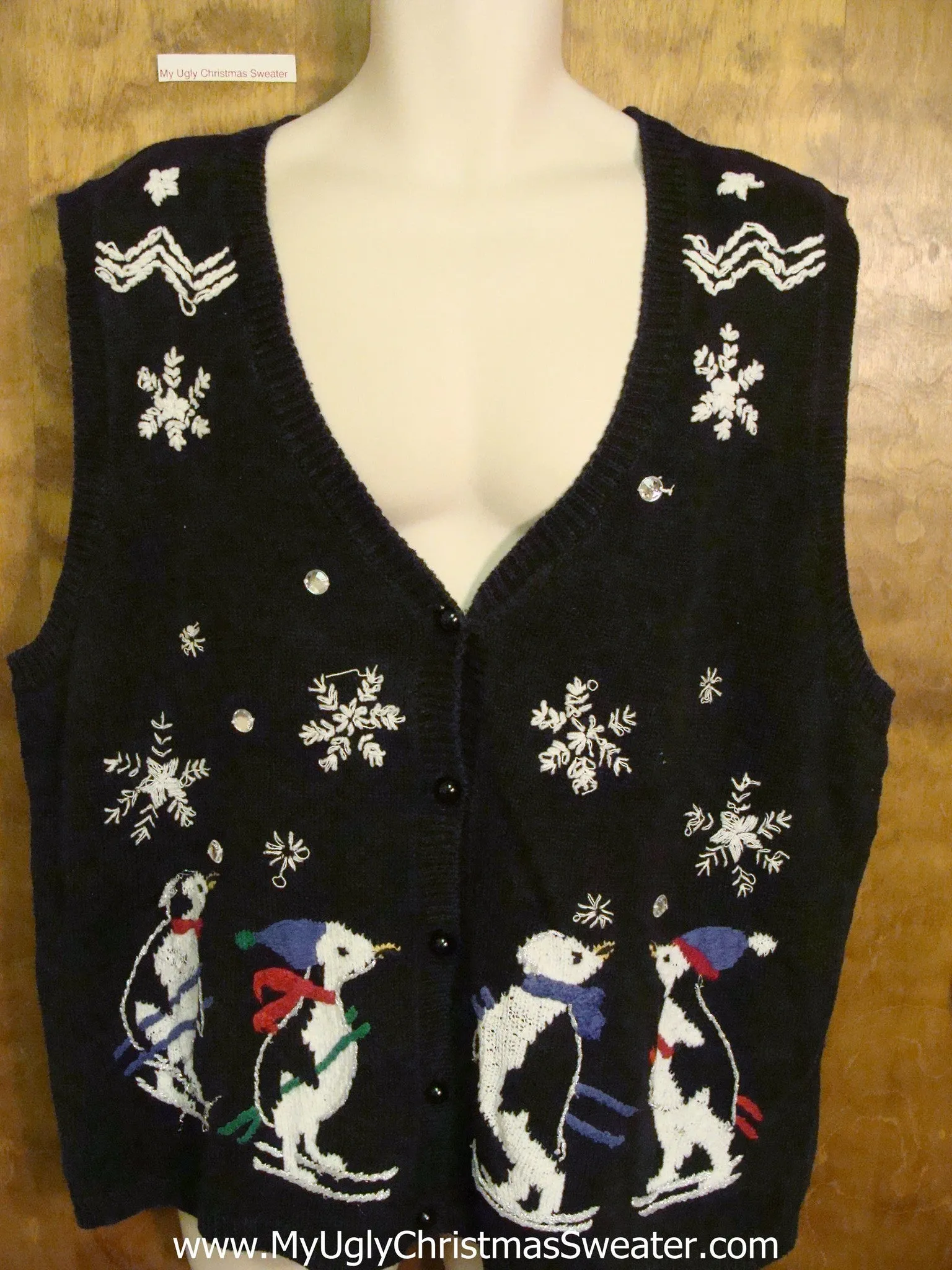 CHEAP Ugly Christmas Sweater Vest with Penguins