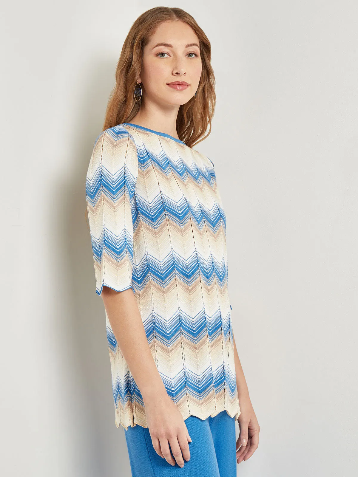 Chevron Hem Tunic - Intarsia Soft Knit