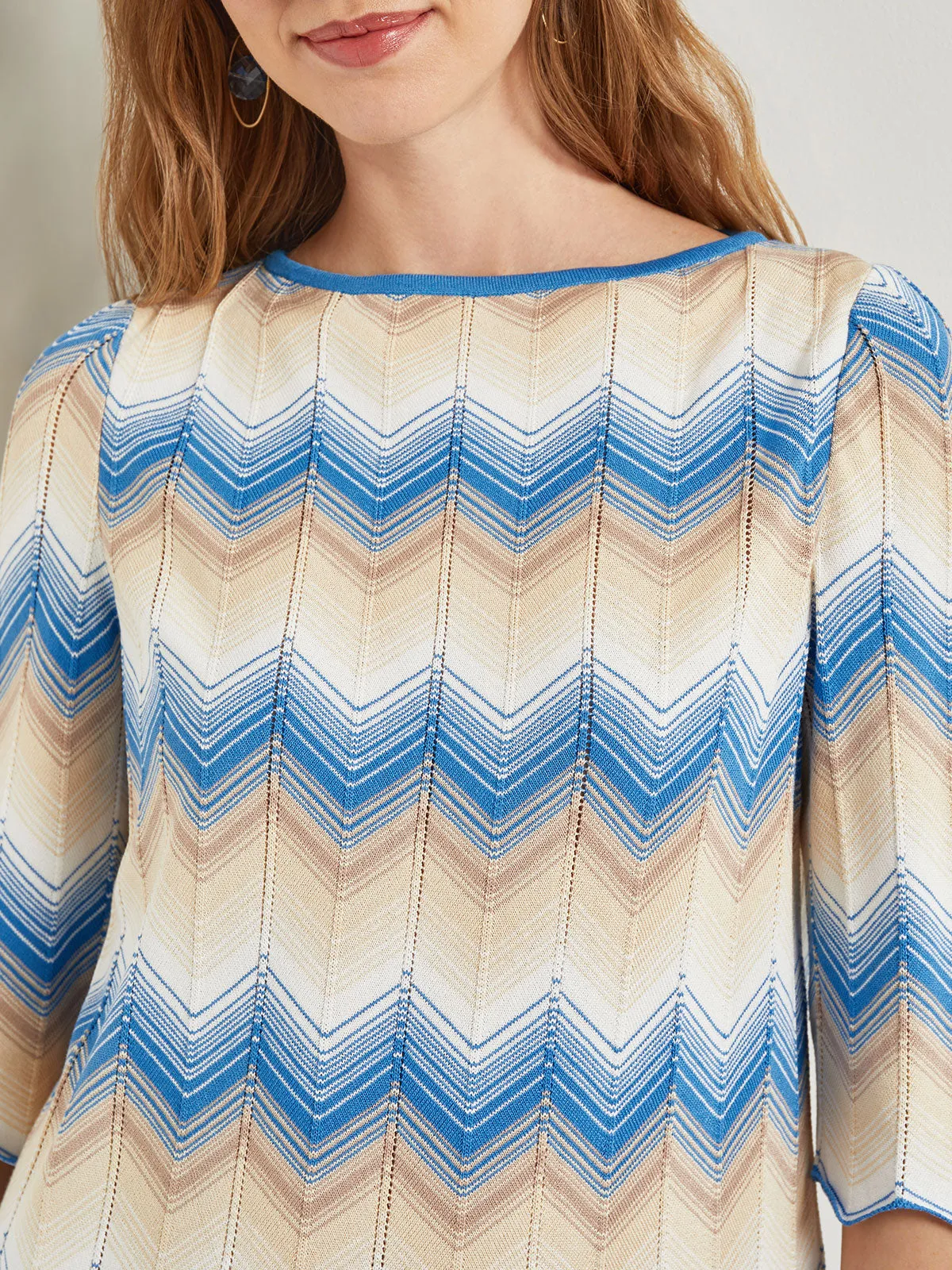 Chevron Hem Tunic - Intarsia Soft Knit