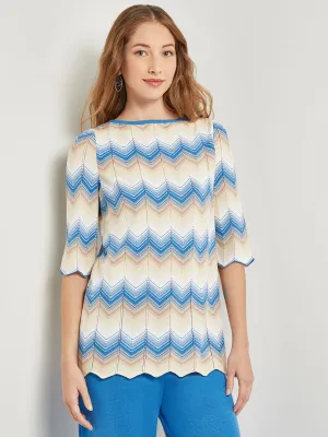 Chevron Hem Tunic - Intarsia Soft Knit