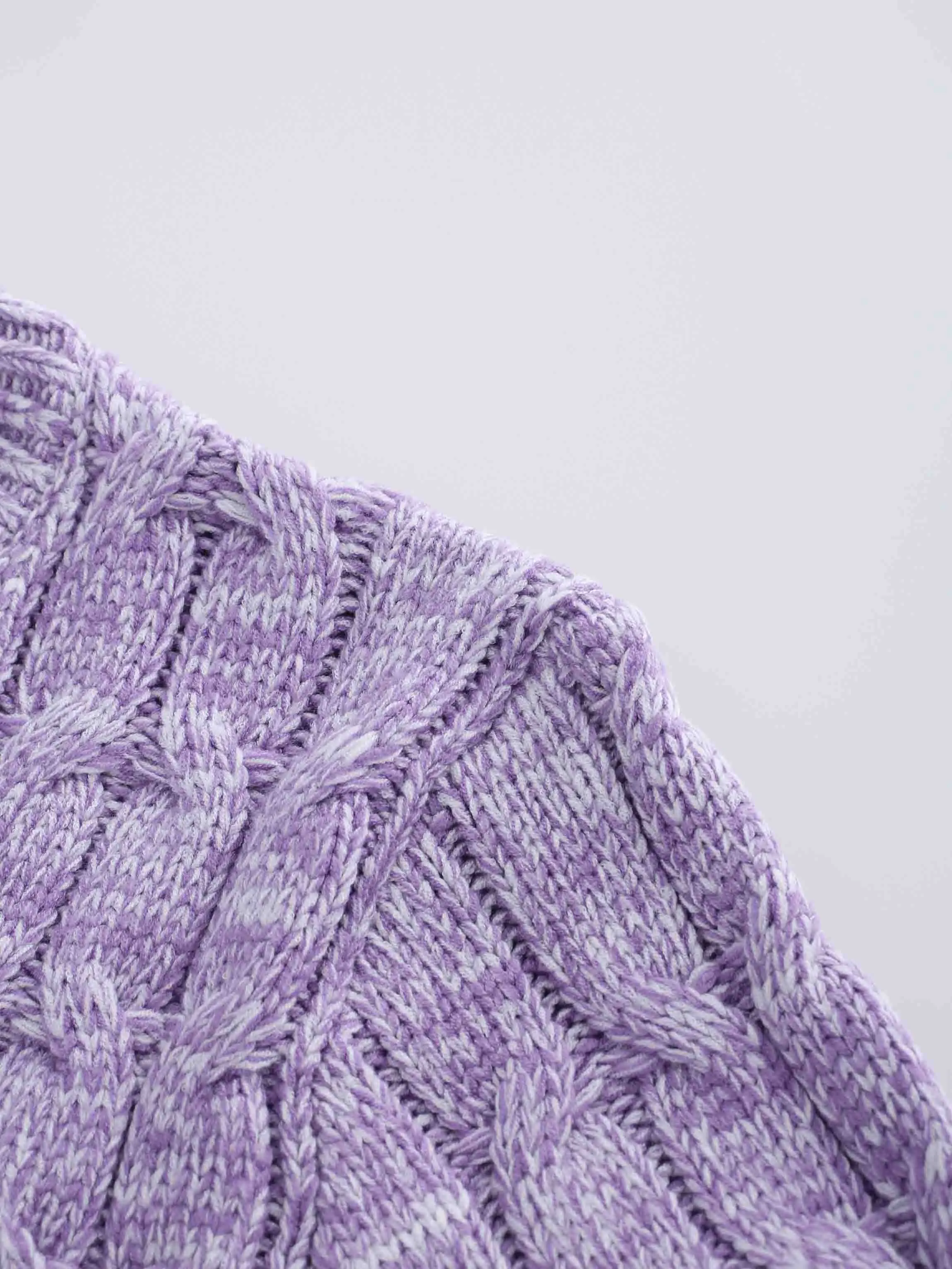 Chunky Heathered Cable sweater-Lavender/White