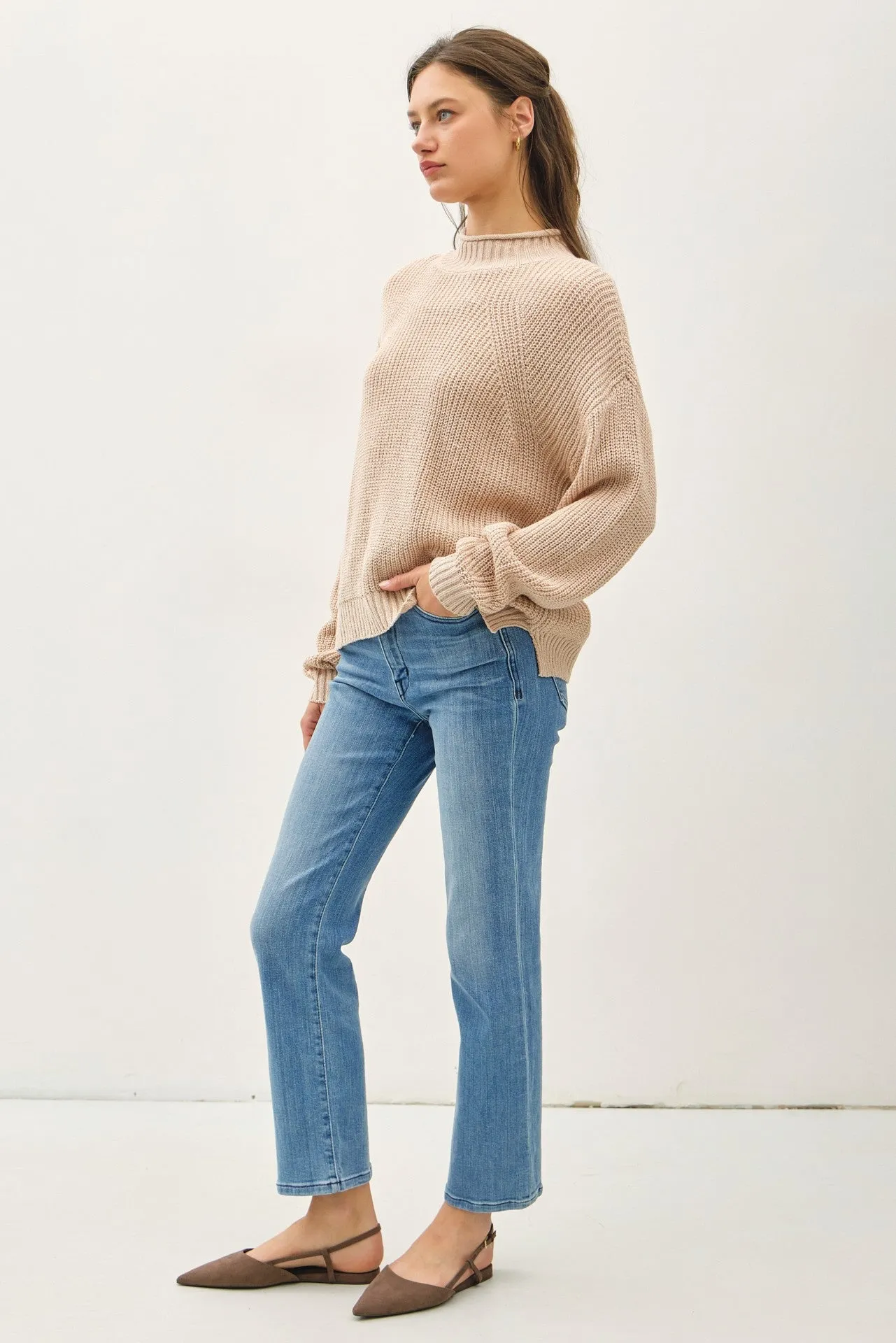 Chunky Knit Mock Neck Sweater