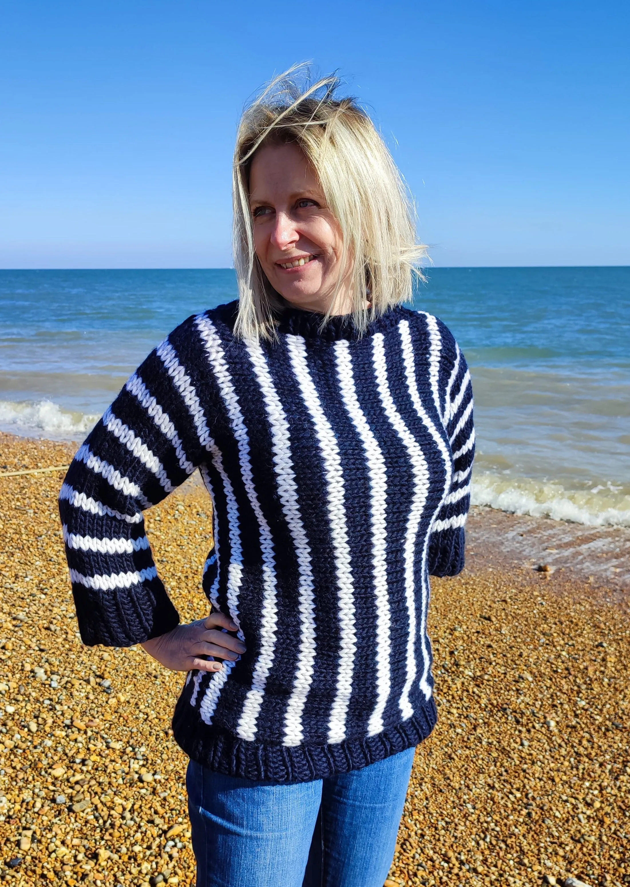 Chunky Striped Sweater Knitting Pattern - Sandgate Sweater