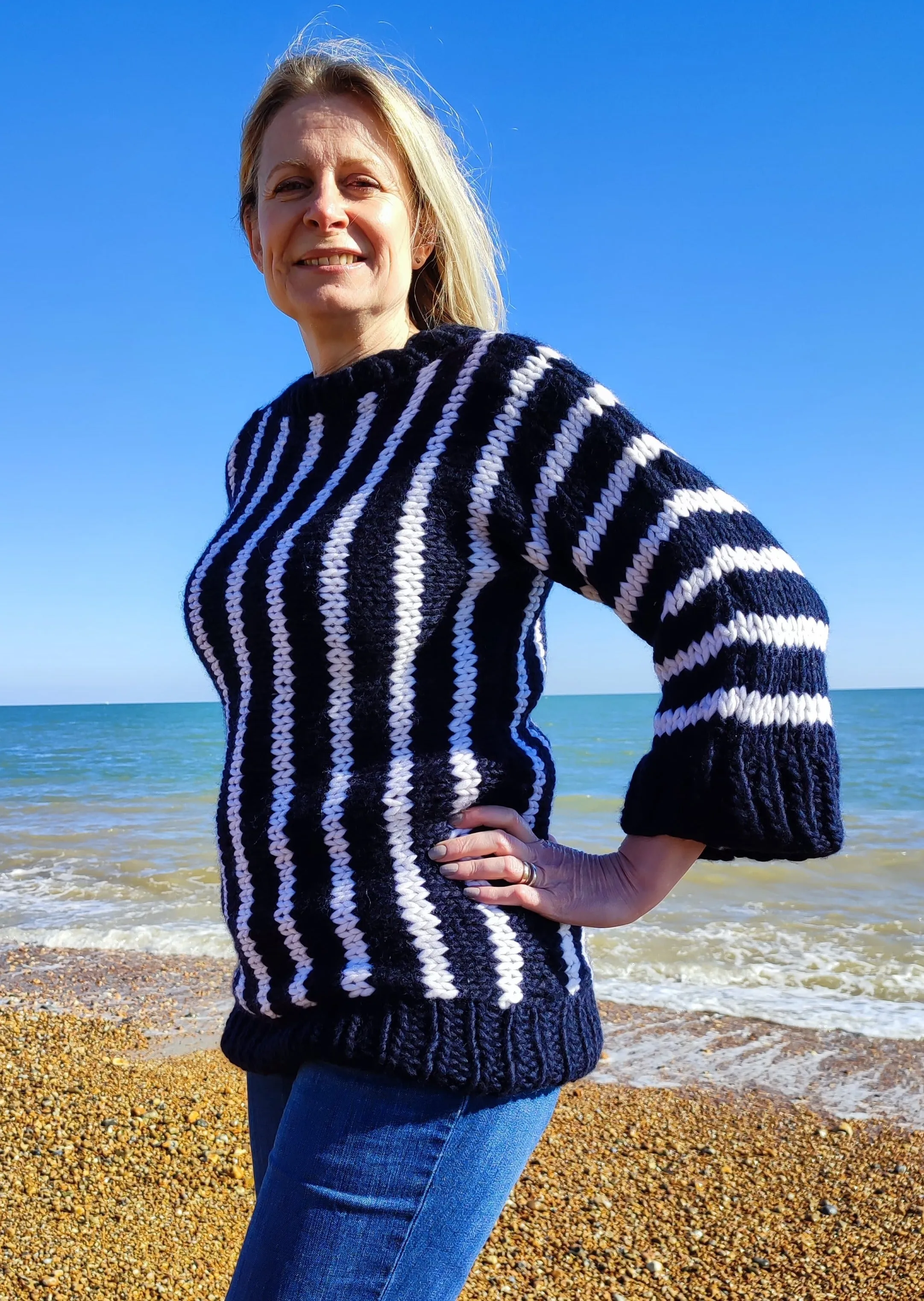 Chunky Striped Sweater Knitting Pattern - Sandgate Sweater