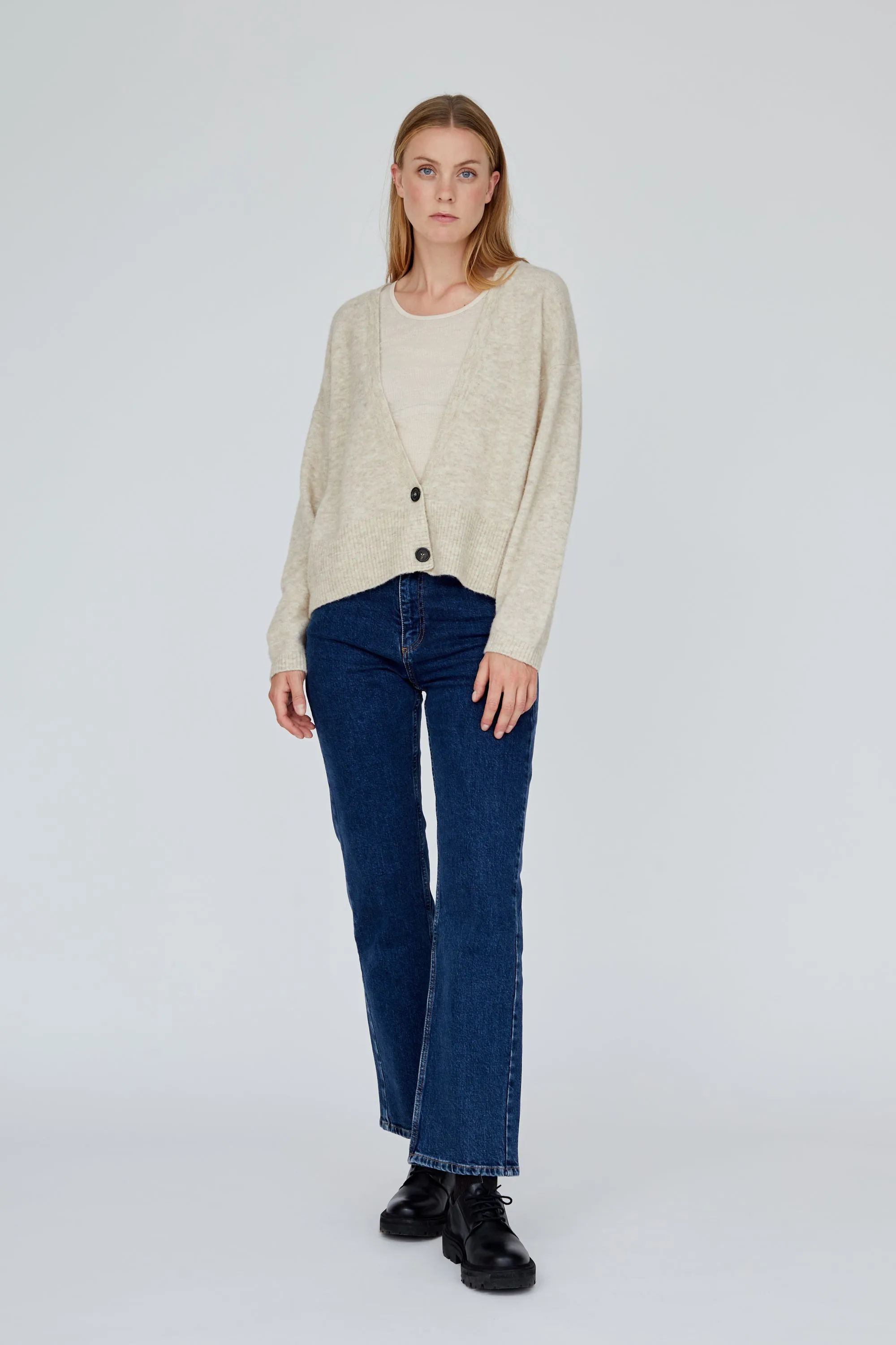 Claudine Deep V-Neck Cardigan - Brazilian Sand