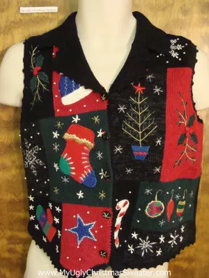 Colorful Patchwork Ugly Christmas Jumper Vest