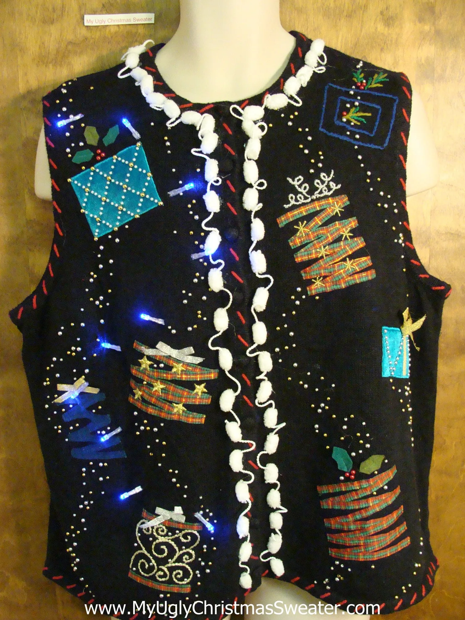 Crafty Trees Crazy Christmas Sweater Vest with Lights