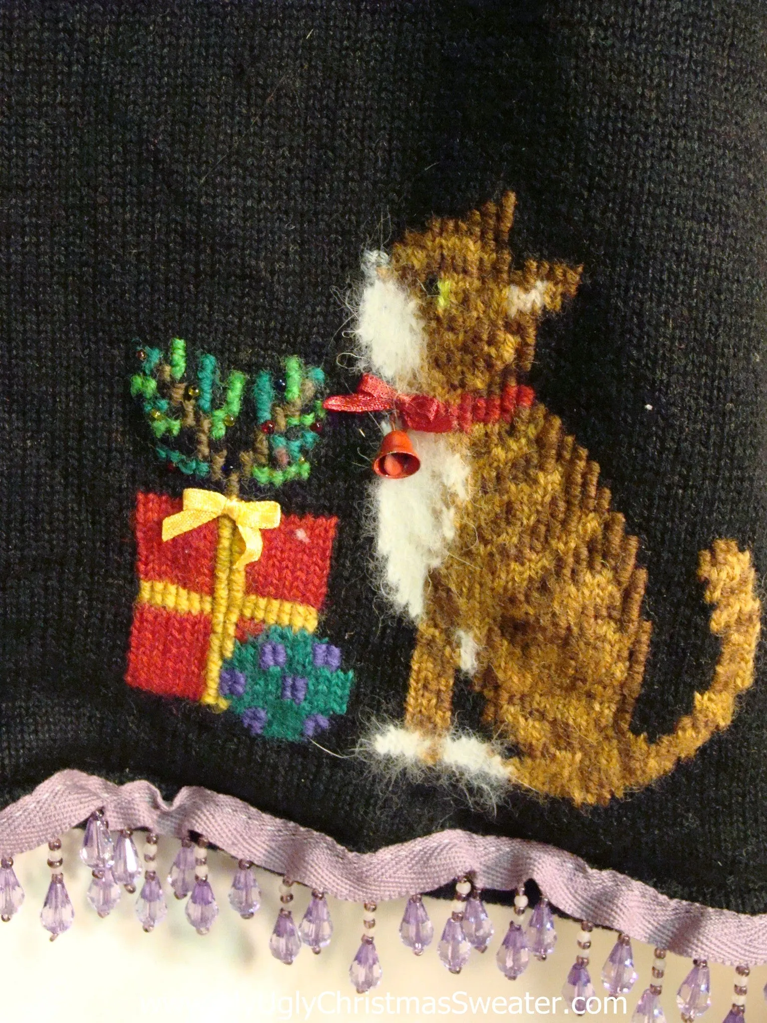 Crazy Cat Lady Ugly Christmas Sweater Vest with Fringe