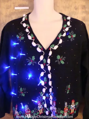 Crazy Christmas Sweater with Lights with Nutcrackers