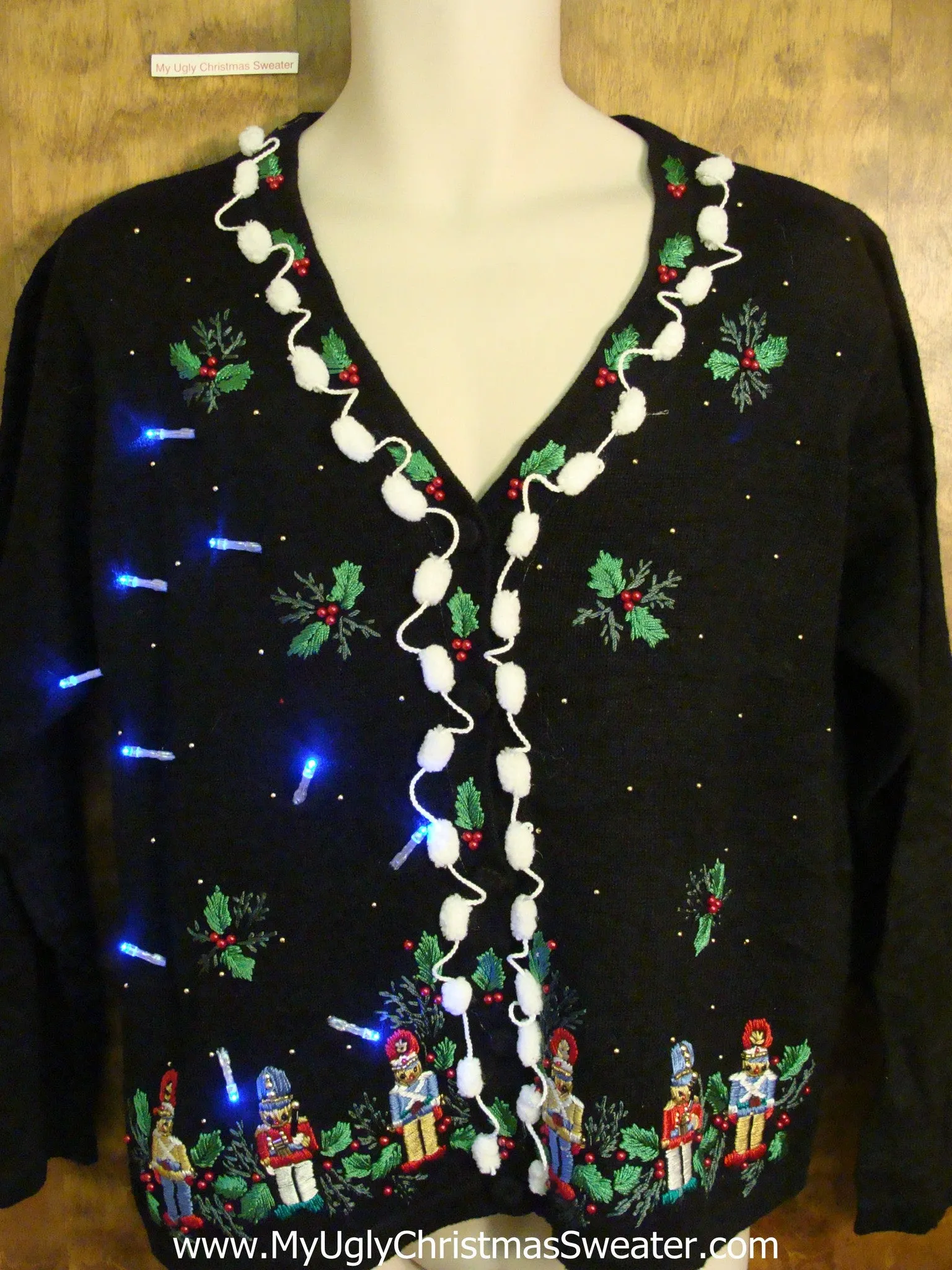 Crazy Christmas Sweater with Lights with Nutcrackers