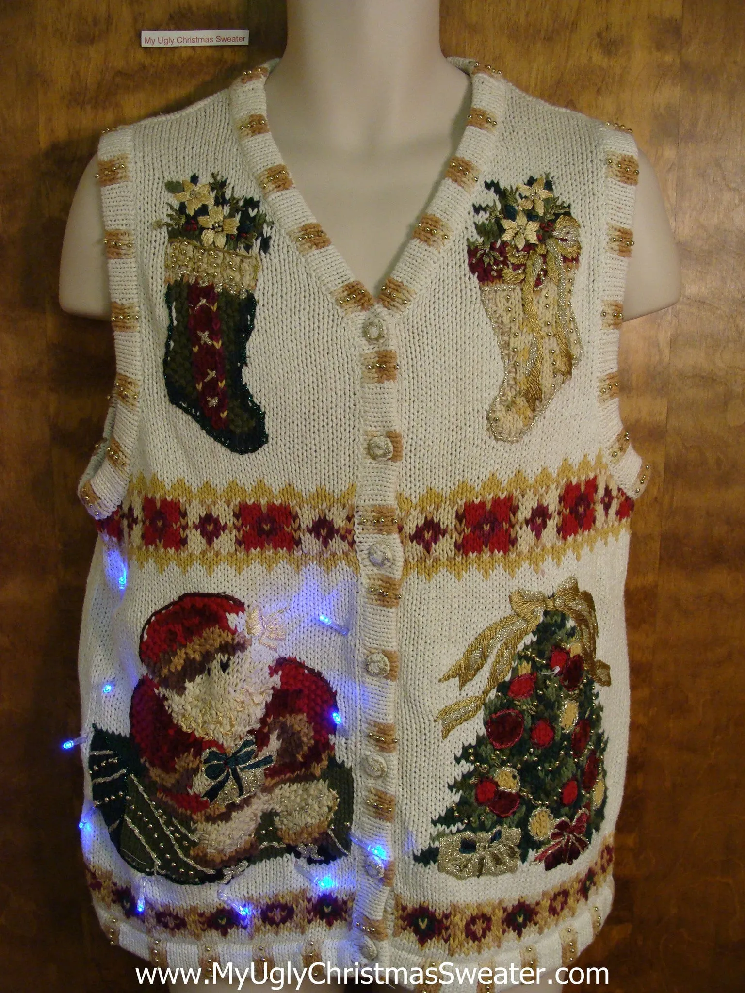 Crazy Horrible Christmas Sweater Vest with Lights