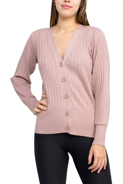 Cyrus V-Neck Button Down Long Sleeve Knit Cardigan