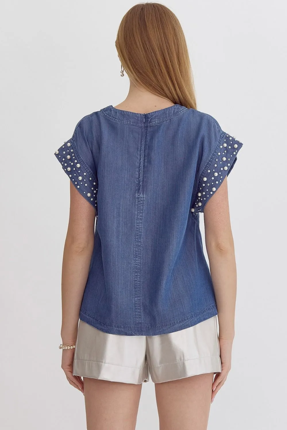 Denim Embellished Top