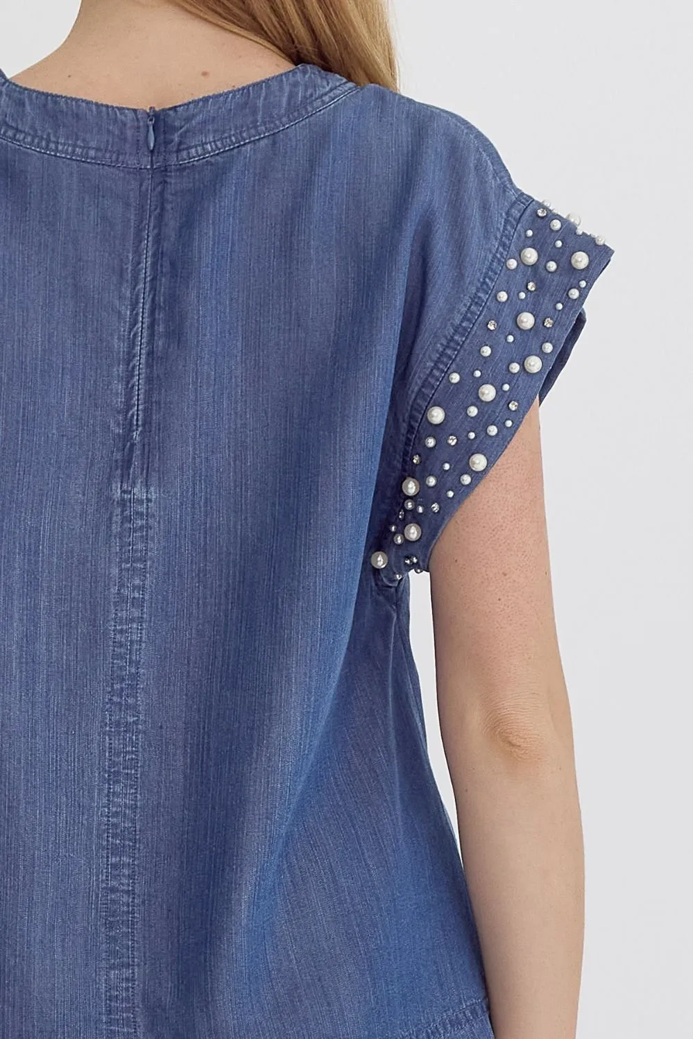 Denim Embellished Top