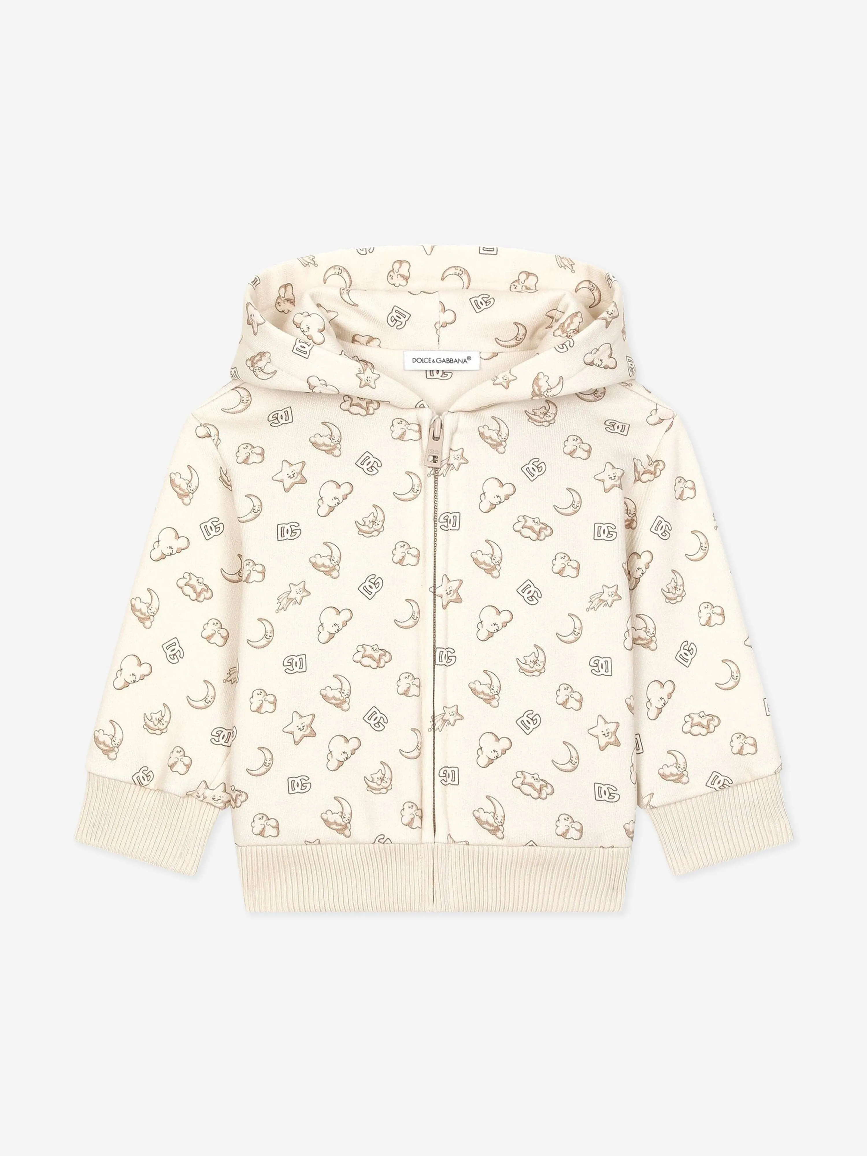 Dolce & Gabbana Baby Moon and Star Zip Up Top in Beige