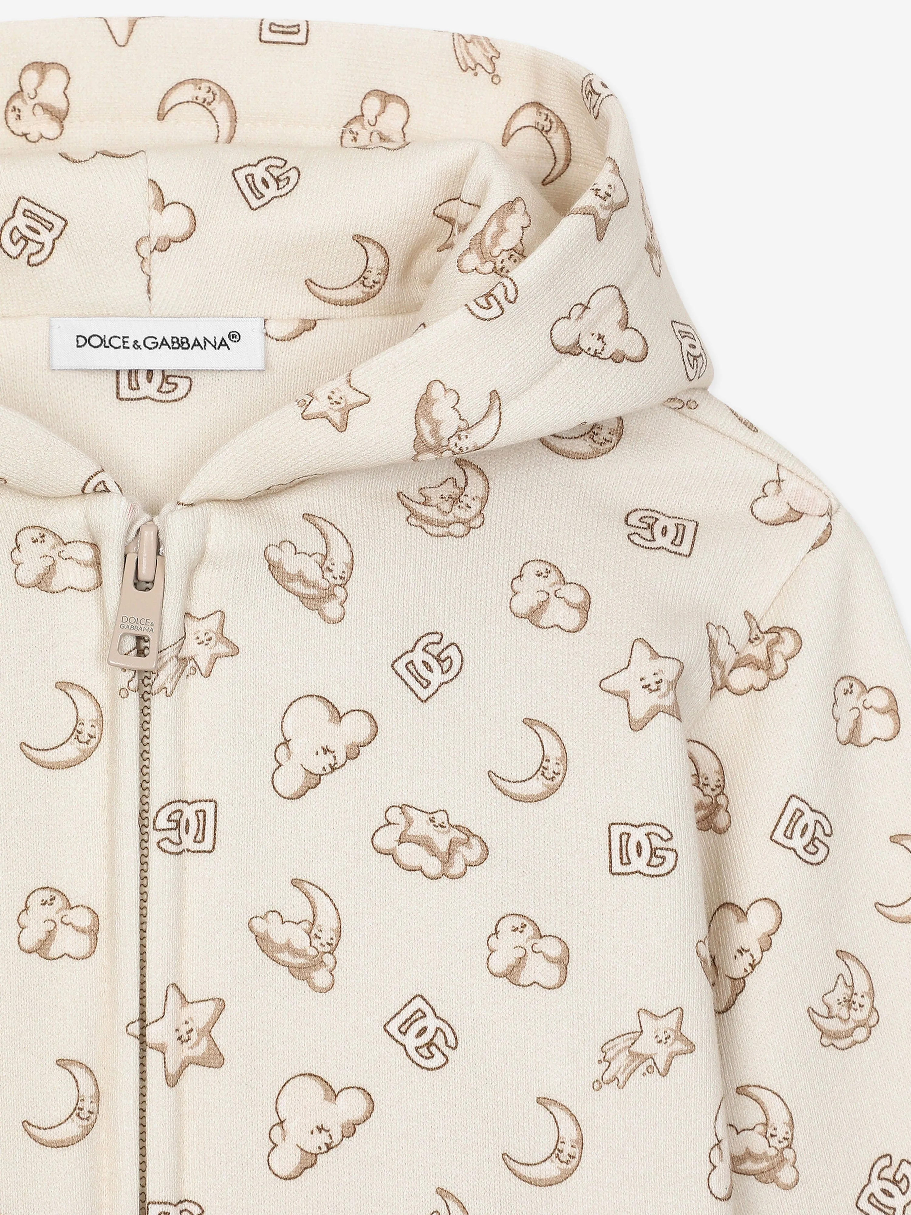 Dolce & Gabbana Baby Moon and Star Zip Up Top in Beige