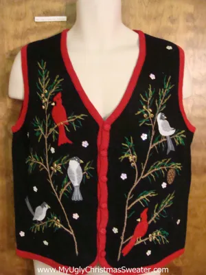 Festive Holiday Birds Ugliest Christmas Sweater Vest