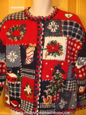 Funny Ugly Christmas Sweater 80s 2sided Geometric Mess