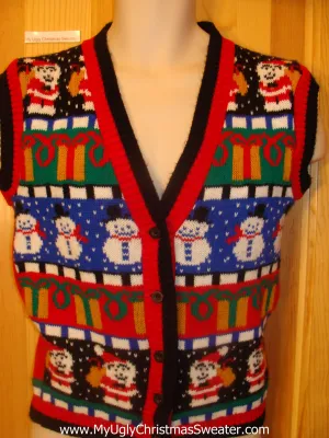 Funny Ugly Christmas Sweater Vest 80s Masterpiece