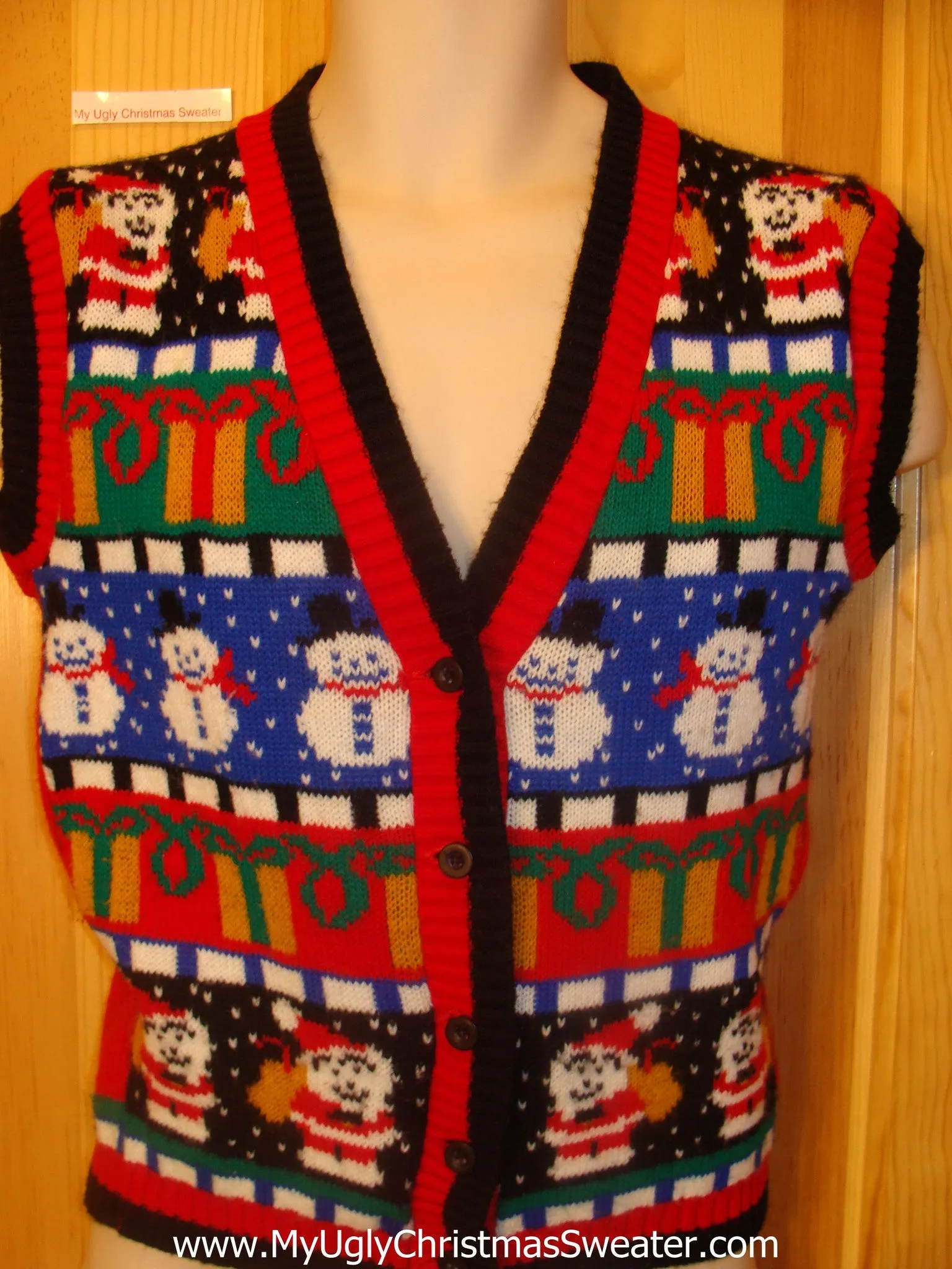 Funny Ugly Christmas Sweater Vest 80s Masterpiece