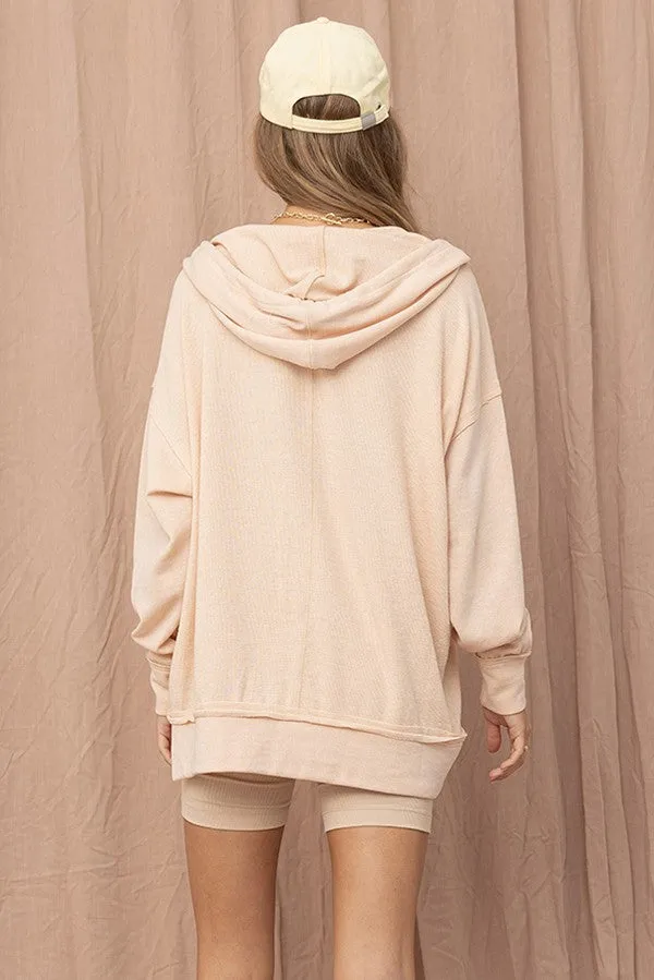 GARMENT WASHED HOODED TOP