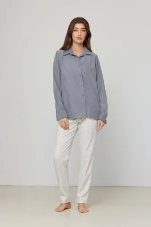 Gray Long Sleeve Buttoned Shirt