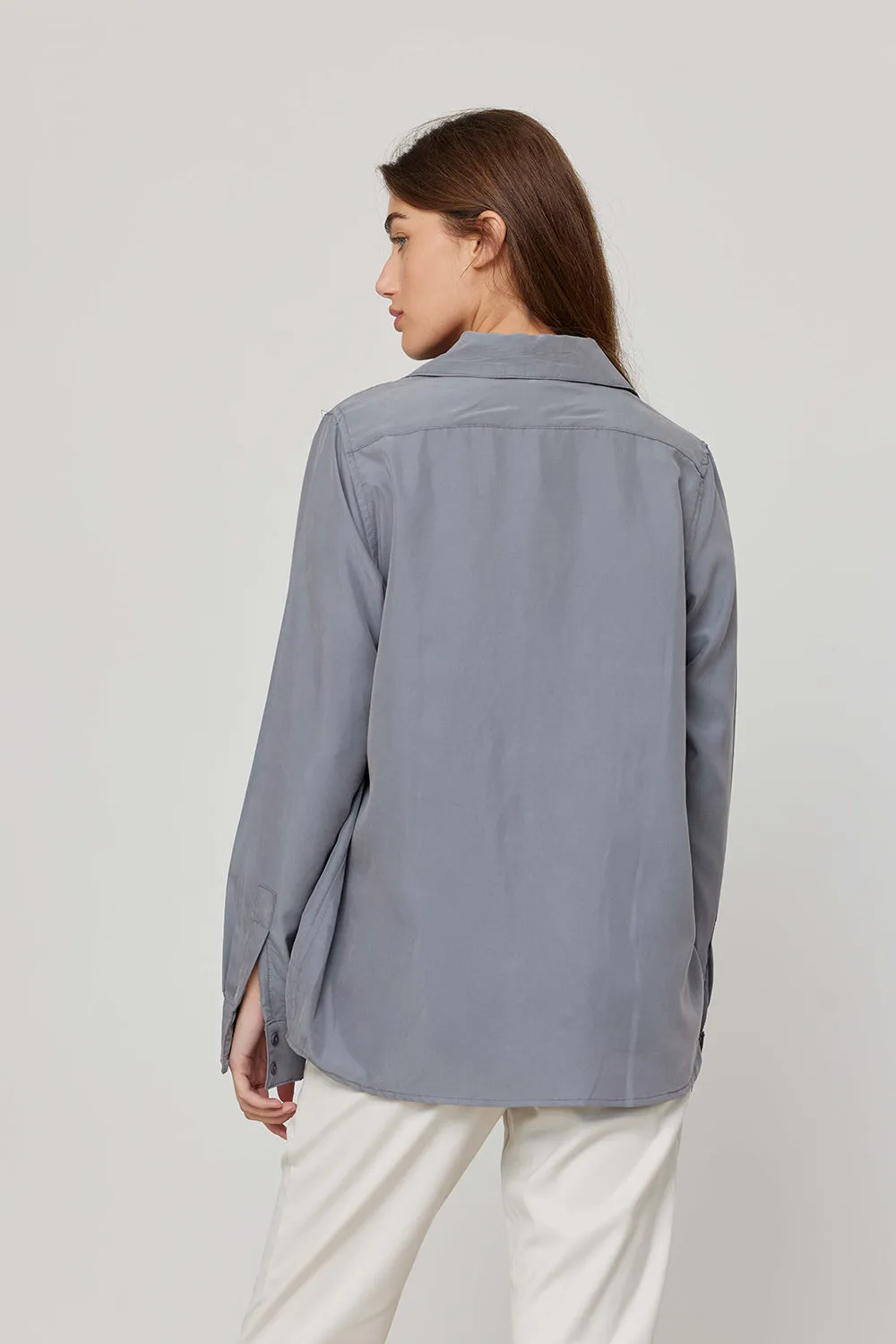 Gray Long Sleeve Buttoned Shirt